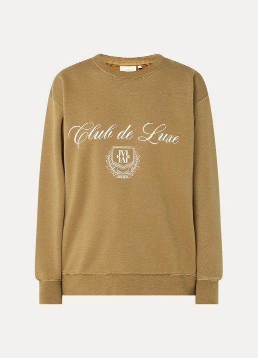 JOSH V Woodson sweater met print - voorkant zand