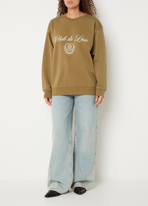 JOSH V Woodson sweater met print - voorkant 2 zand