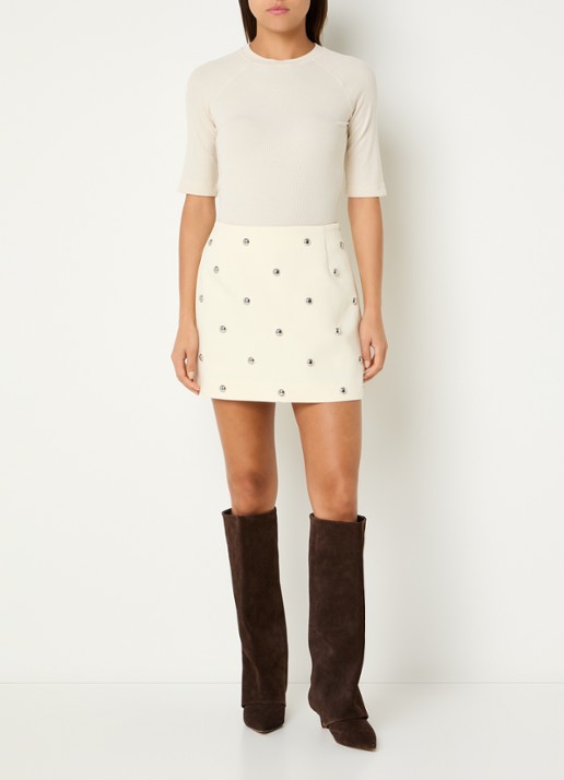 JOSH V Zeno mini rok met studs - voorkant 3 lichtgeel