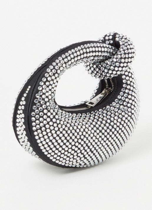 JW PEI Abacus Crystal handtas met strass - achterkant zwart