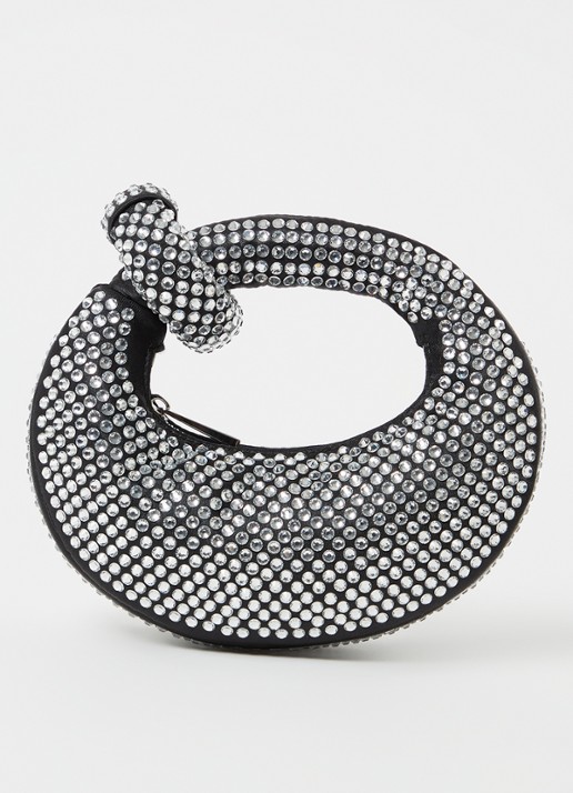 JW PEI Abacus Crystal handtas met strass - voorkant 2 zwart