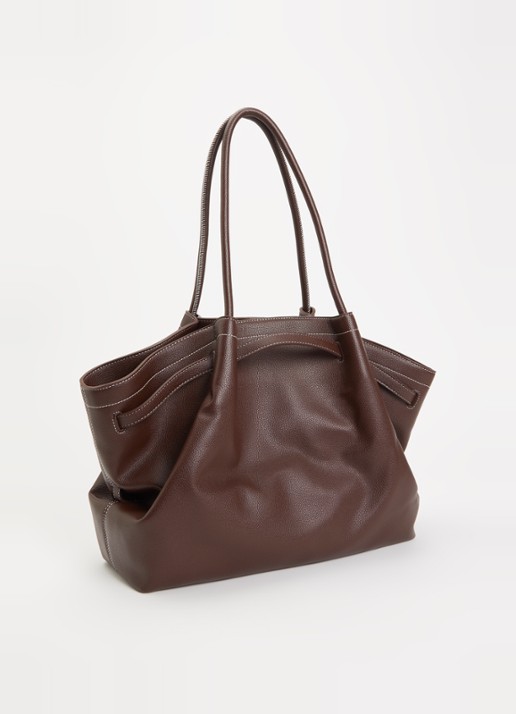 JW PEI Hana Large schoudertas met logo - achterkant 5 donkerbruin