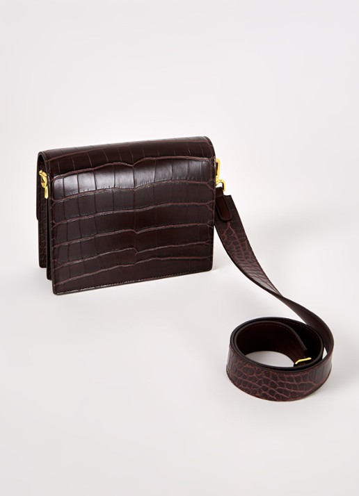 JW PEI Mini Flap crossbodytas   - achterkant 2 donkerbruin