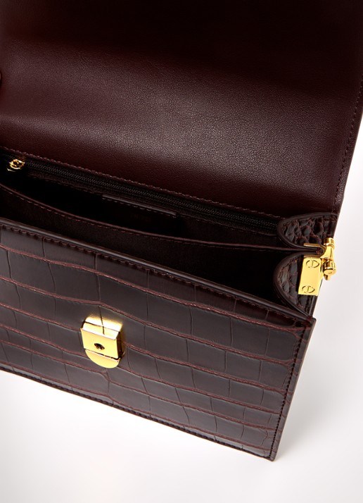 JW PEI Mini Flap crossbodytas   - detail 3 donkerbruin