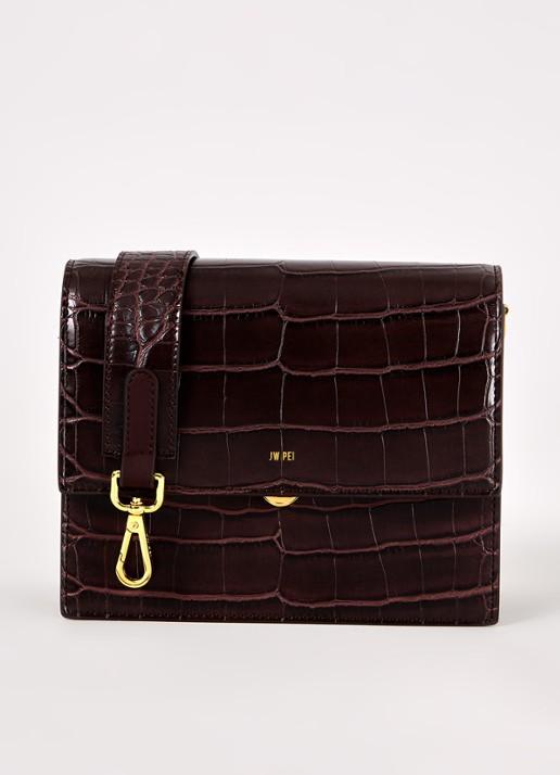 JW PEI Mini Flap crossbodytas   - voorkant donkerbruin
