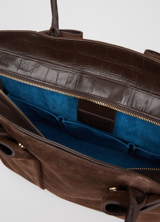 KAAI Horizon businesstas van leer met 16 inch laptopvak - detail 2 bruin