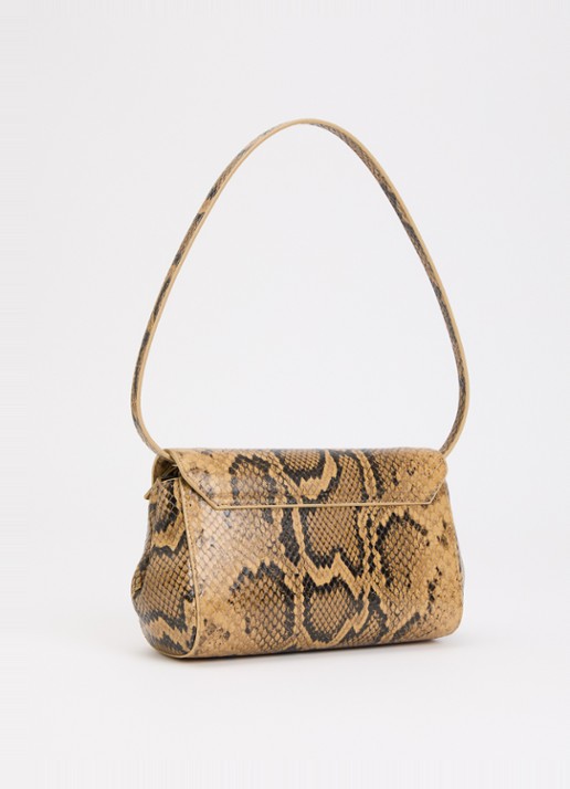 KAAI Ikon clutch van kalfsleer met textuur en afneembare schouderriem - achterkant 5 bruin