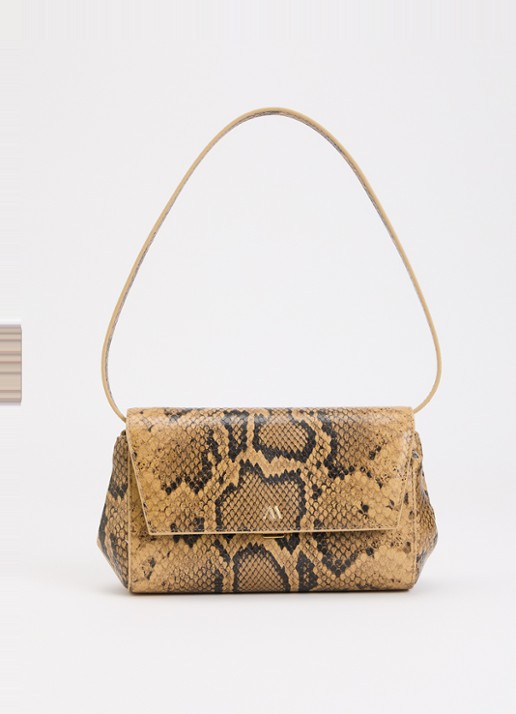 KAAI Ikon clutch van kalfsleer met textuur en afneembare schouderriem - voorkant 4 bruin