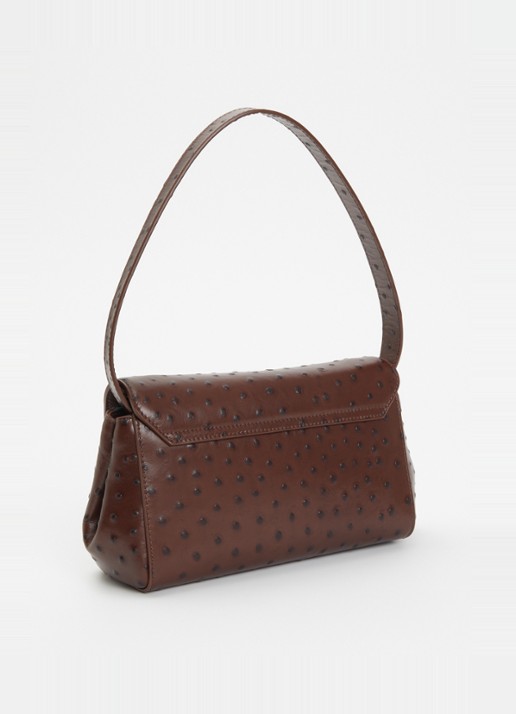 KAAI Ikon clutch van kalfsleer met textuur en afneembare schouderriem - achterkant 4 hazelnootbruin