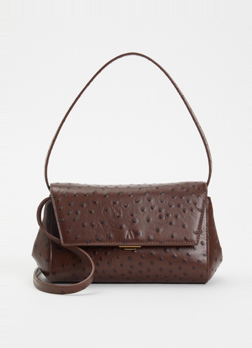 KAAI Ikon clutch van kalfsleer met textuur en afneembare schouderriem - voorkant 5 hazelnootbruin