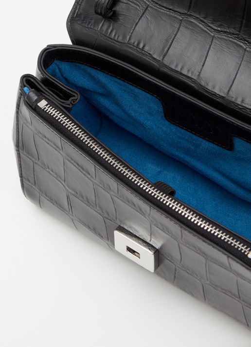 KAAI Ikon clutch van leer met afneembare schouderriem - detail zwart