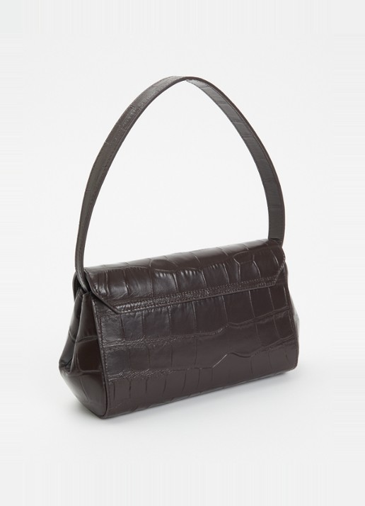 KAAI Ikon clutch van leer met afneembare schouderriem - achterkant 5 donkerbruin