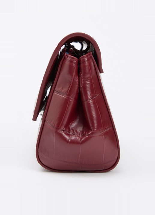KAAI Ikon clutch van leer met afneembare schouderriem - detail 6 bordeauxrood