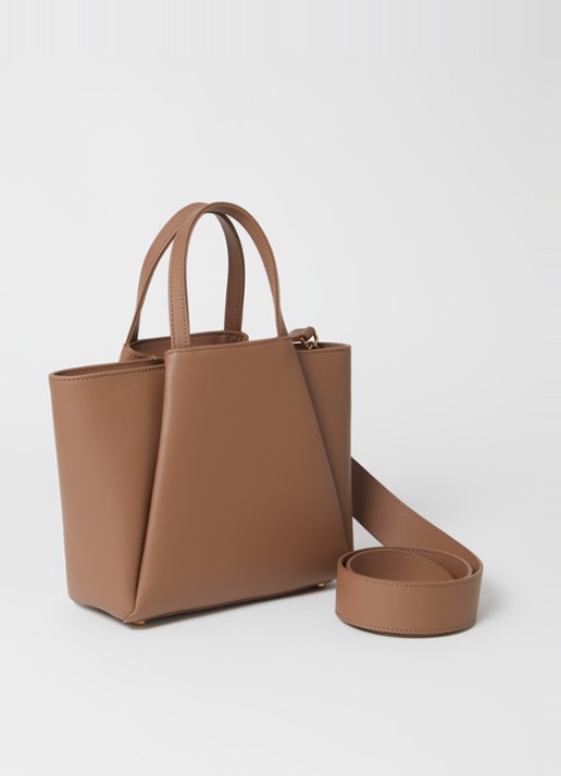 KAAI Mini Pyramid crossbodytas van leer - achterkant taupe