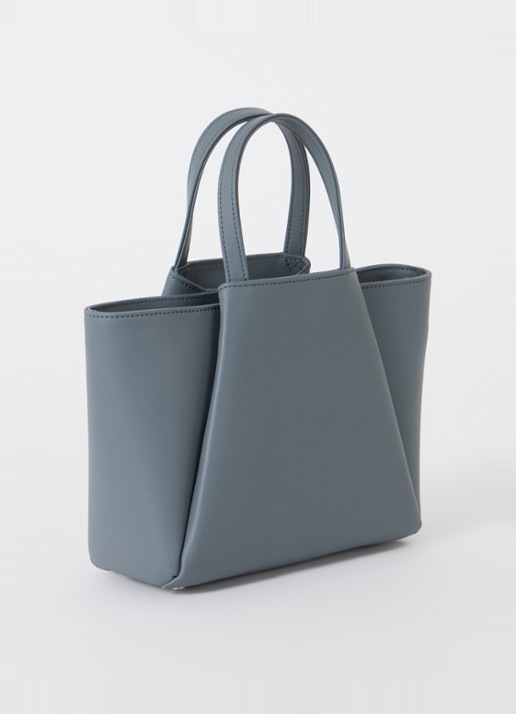 KAAI Mini Pyramid crossbodytas van leer - achterkant grijs