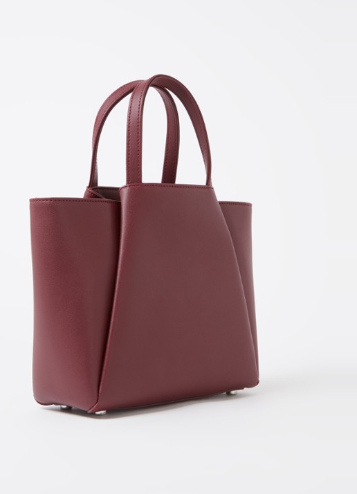 KAAI Mini Pyramid crossbodytas van leer - achterkant bordeauxrood