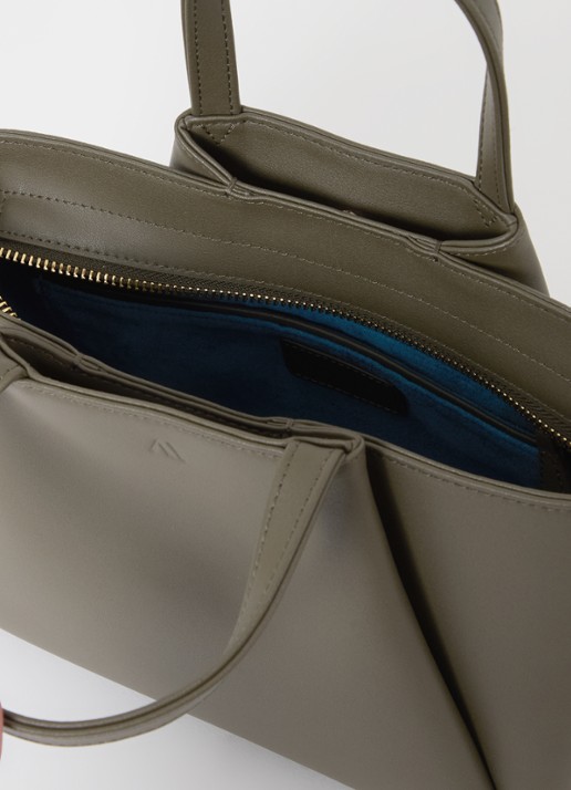 KAAI Mini Pyramid crossbodytas van leer - detail 2 bronsgroen