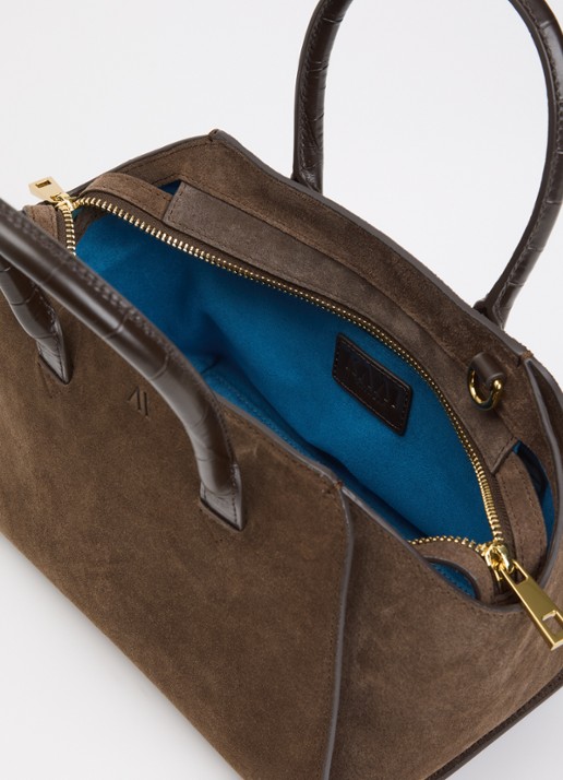 KAAI Mini Voyager handtas van suède met afneembare schouderriem - detail 3 bruin