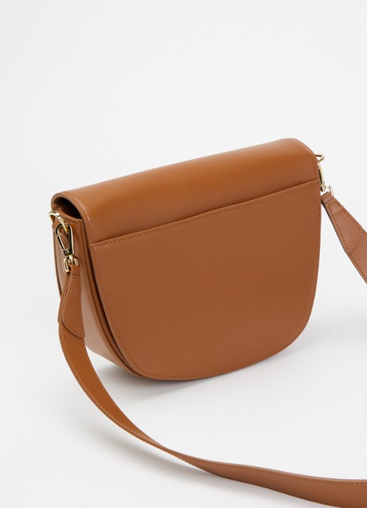 KAAI Rebel crossbodytas van leer - achterkant cognac