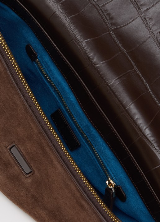 KAAI Rebel crossbodytas van suède - detail bruin