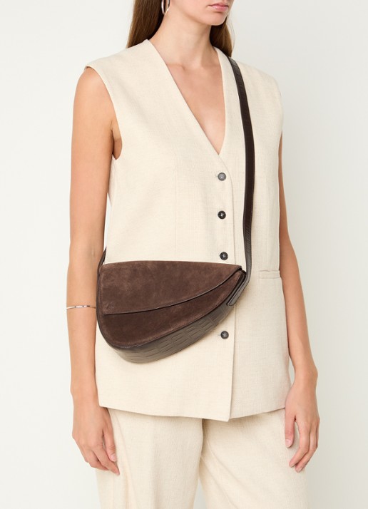 KAAI Rebel crossbodytas van suède - voorkant 6 bruin