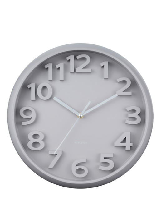 Karlsson Elevated Classic Numbers wandklok  - voorkant 2 grijs
