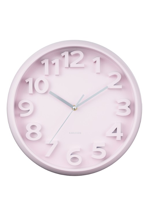 Karlsson Elevated Classic Numbers wandklok  - voorkant roze