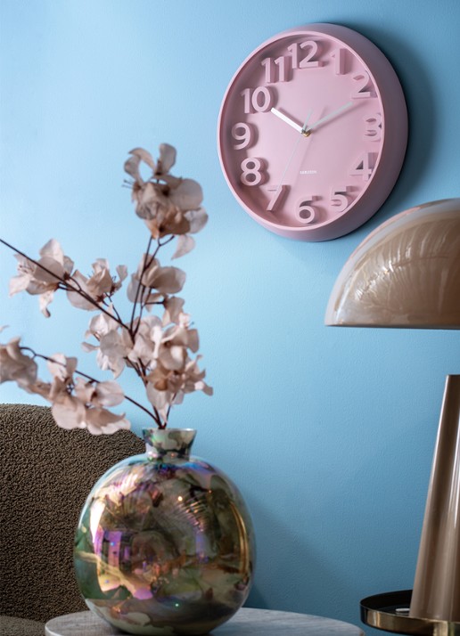 Karlsson Elevated Classic Numbers wandklok  - voorkant 2 roze