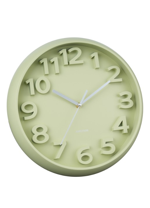 Karlsson Elevated Classic Numbers wandklok  - detail 3 groen
