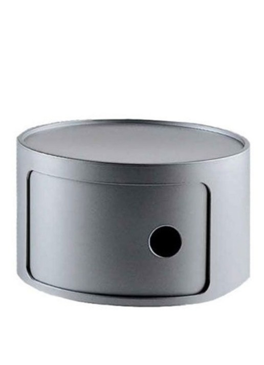 Kartell Componibili kastje Xsmall (1 comp.) Ø42 cm - voorkant zilver