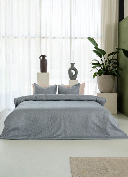 Kayori Koko dekbedovertrek Katoen - Taupe - voorkant 2 blauw
