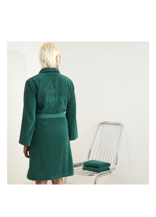 KENZO Iconic badjas van katoen - voorkant 6 donkergroen