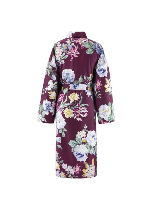 KENZO K Bouquet badjas met bloemenprint - achterkant 2 aubergine