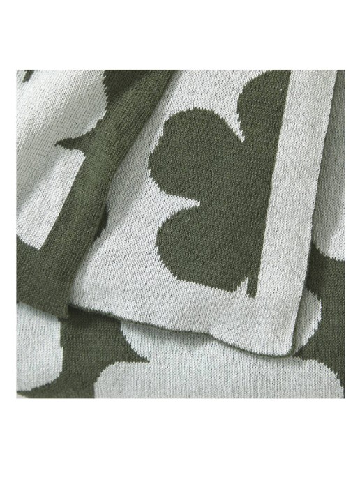 KENZO K Hanadot plaid met bloemenprint 130 x 170 cm - voorkant 2 khaki