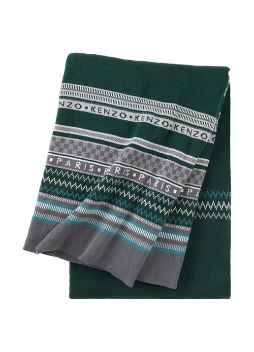 KENZO K Jakado plaid 130 x 170 cm - voorkant donkergroen