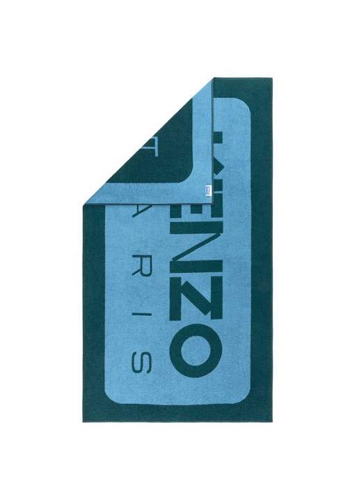 KENZO K Label strandlaken - 500gr/m2 - 90 x 160 cm  - voorkant 3 lichtblauw