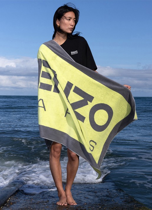 KENZO K Label strandlaken - 500gr/m2 - 90 x 160 cm  - detail 5 geel