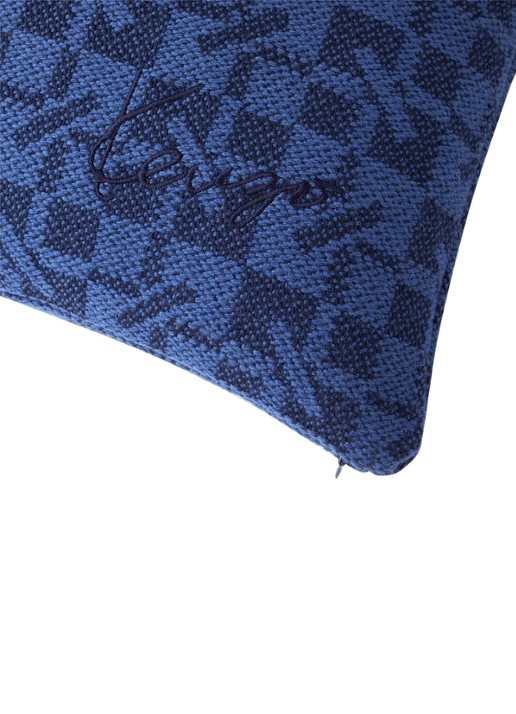 KENZO K Monogram sierkussenhoes in wolblend 33 x 57 cm - detail donkerblauw