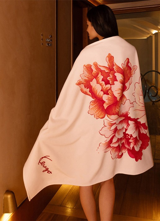 KENZO K Peony strandlaken - 100 x 170 cm - detail 2 rood