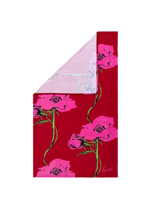 KENZO K Pop strandlaken - 100 x 170 cm - achterkant 5 kersenrood