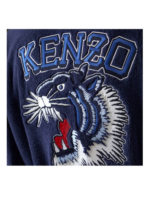 KENZO K Vtiger badjas van  katoen met logoprint - detail 7 donkerblauw