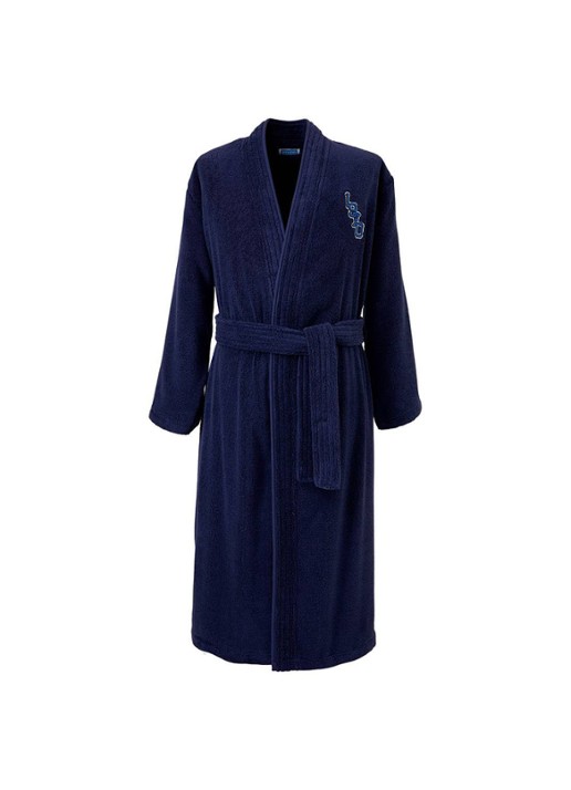 KENZO K Vtiger badjas van  katoen met logoprint - voorkant 3 royalblauw