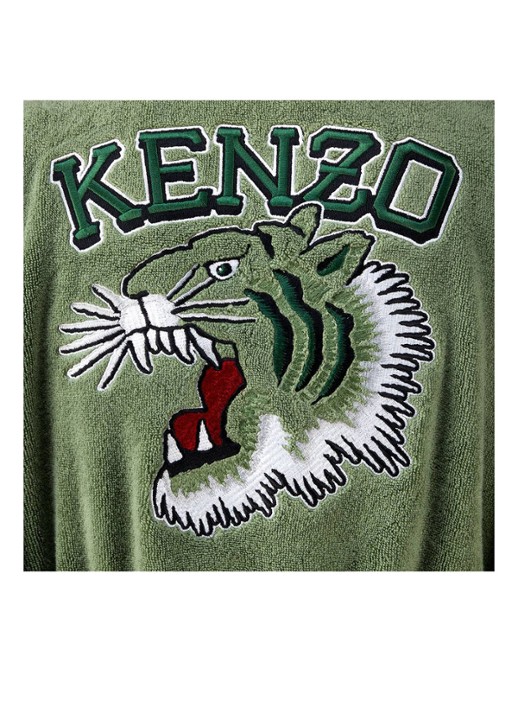KENZO K Vtiger badjas van  katoen met logoprint - detail 5 groen