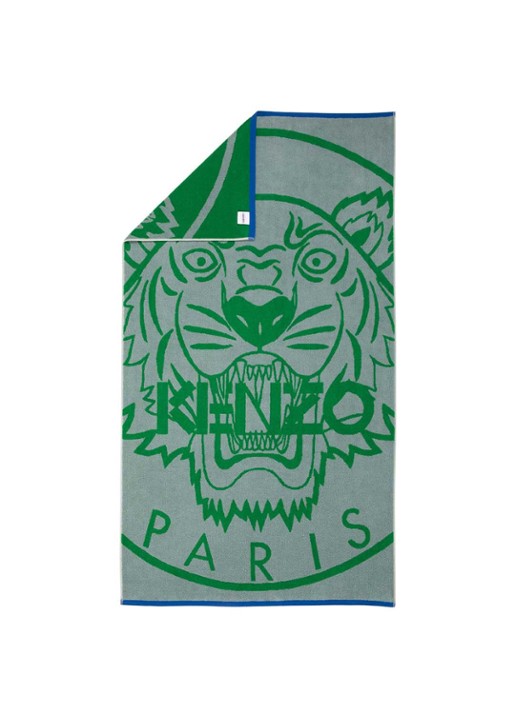 KENZO New Tiger strandlaken met logoprint 90 x 160 cm - achterkant groen