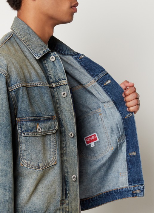 KENZO Oversized spijkerjas met borstzakken - detail 5 indigo