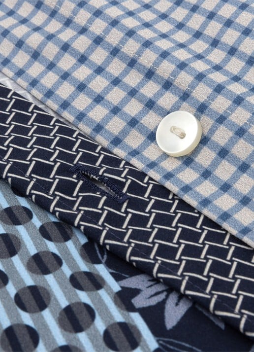 KENZO Rythm dekbedovertrek van katoensatijn 300TC - exclusief kussenslopen - achterkant 5 donkerblauw