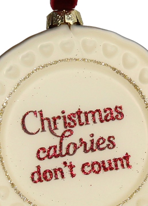 Kersten Calories Don't Count kersthanger 8,5 cm - detail rood