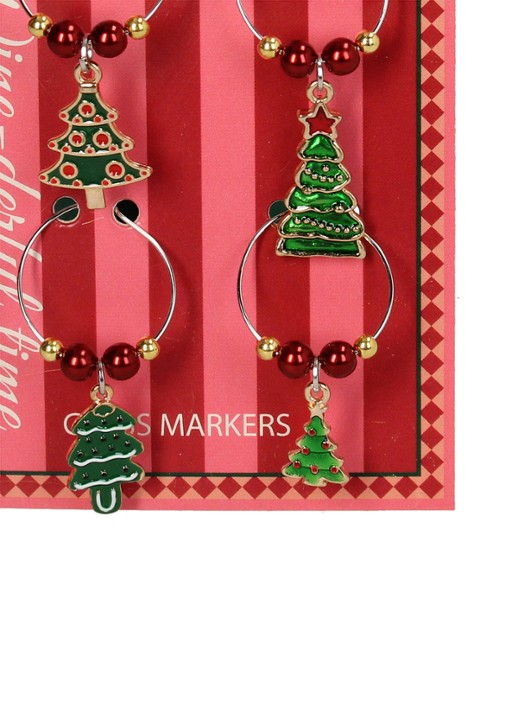 Kersten Kerstboom glasmarkers set van 4 - detail 2 groen