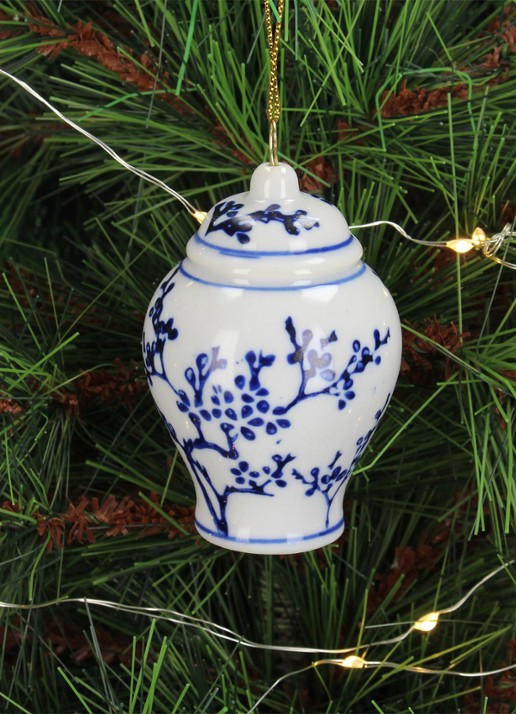 Kersten Porseleinen Pot kersthanger 8 cm - voorkant 2 multicolor