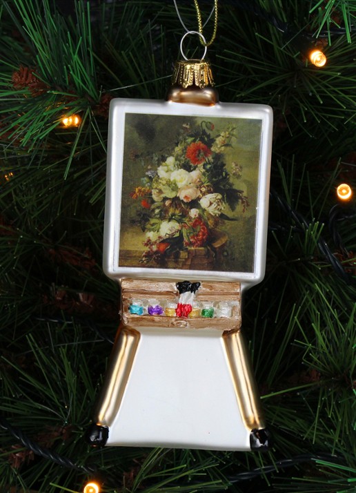Kersten Schilderij op Ezel kersthanger 12,8 cm - voorkant 2 beige